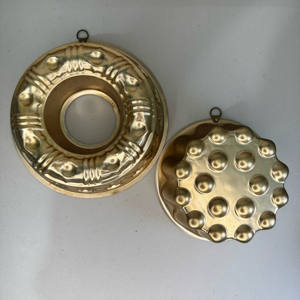 Round Dome Ring Aluminum Copper Tone Jello/Cake Mold 8 Cup Farmhouse VTG Decor